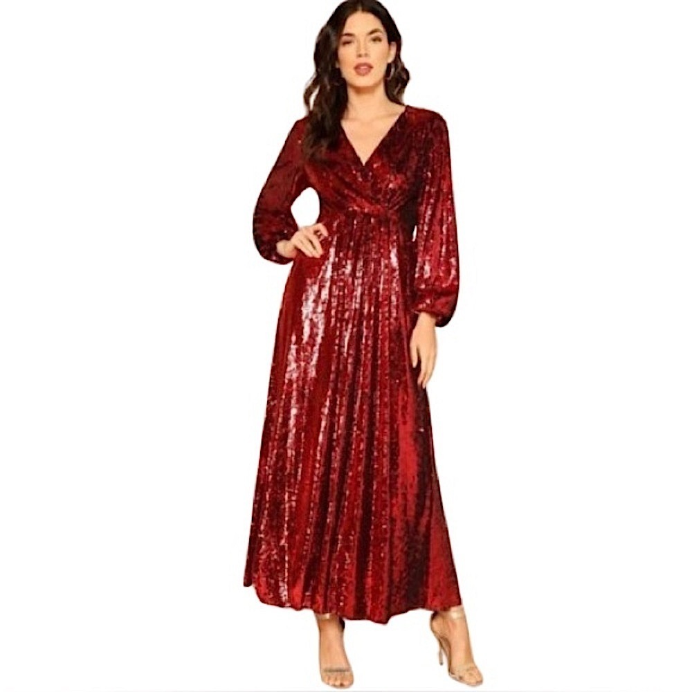 🆕 SHEIN Festive Long Sleeve Bollywood Maxi Dress SIZE SMALL